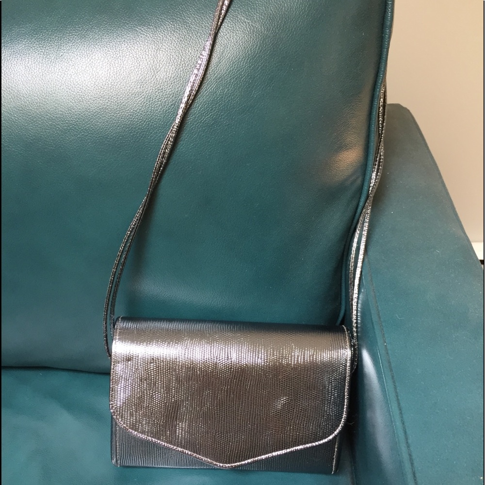 Small Pewter-Colored Metallic Evening Bag